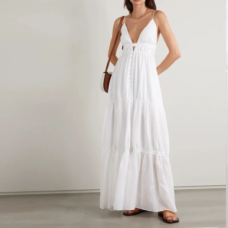 Sıradan uzun katmanlı v boyun yular elbise moda?